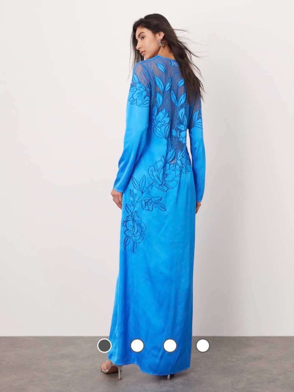 ASOS EDITION embroidered lace paneled long sleeve maxi dress. Cobalt blue. New!